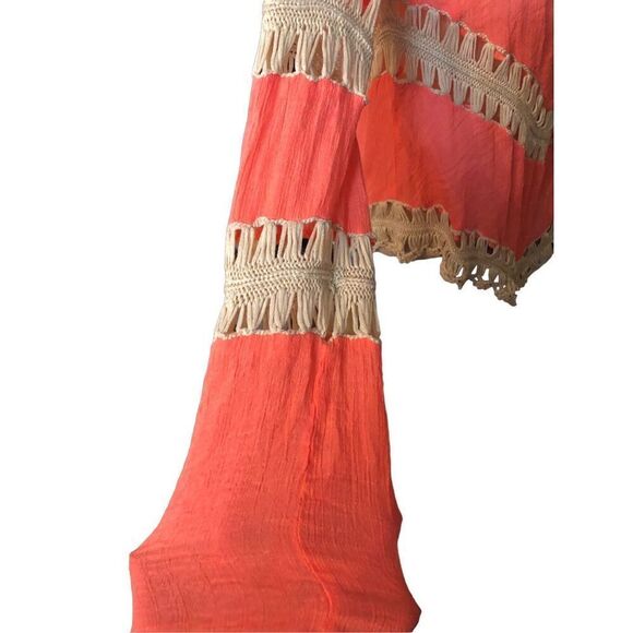 Lace crochet Umgee Boho Stretch Knit Tunic with Lacy Crochet Trim Coral size S - Picture 8 of 15